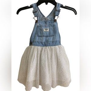 Toddler denim Oshkosh overall dress with tutu skirt size 4t
